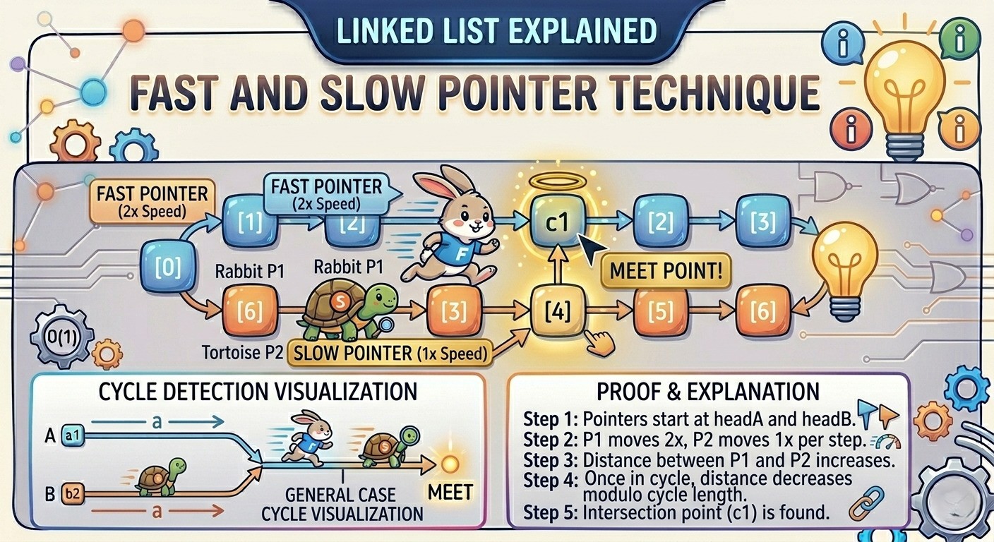 Fast and Slow Pointer Technique in Linked List: Cycle Detection, Proof ...