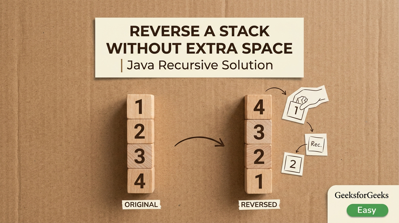 Reverse a Stack Without Extra Space | Java Recursive Solution ...